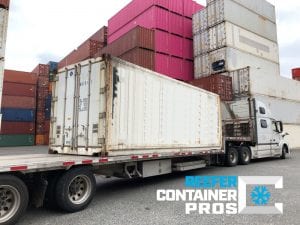 Used 20' Refrigerated Shipping Container Loaded on Truck - Reefer Container Pros: Buy & Rent Refrigerated Shipping Containers