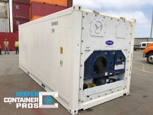20' One Trip Refrigerated Shipping Container Reefer Unit Angle - Reefer Container Pros: Buy & Rent Refrigerated Shipping Containers